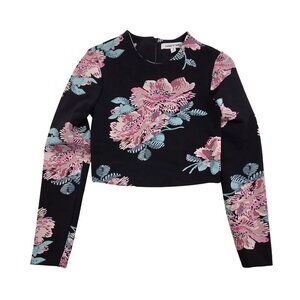 Women's - Elizabeth & James Long Sleeve Floral Crop Top, Size Small